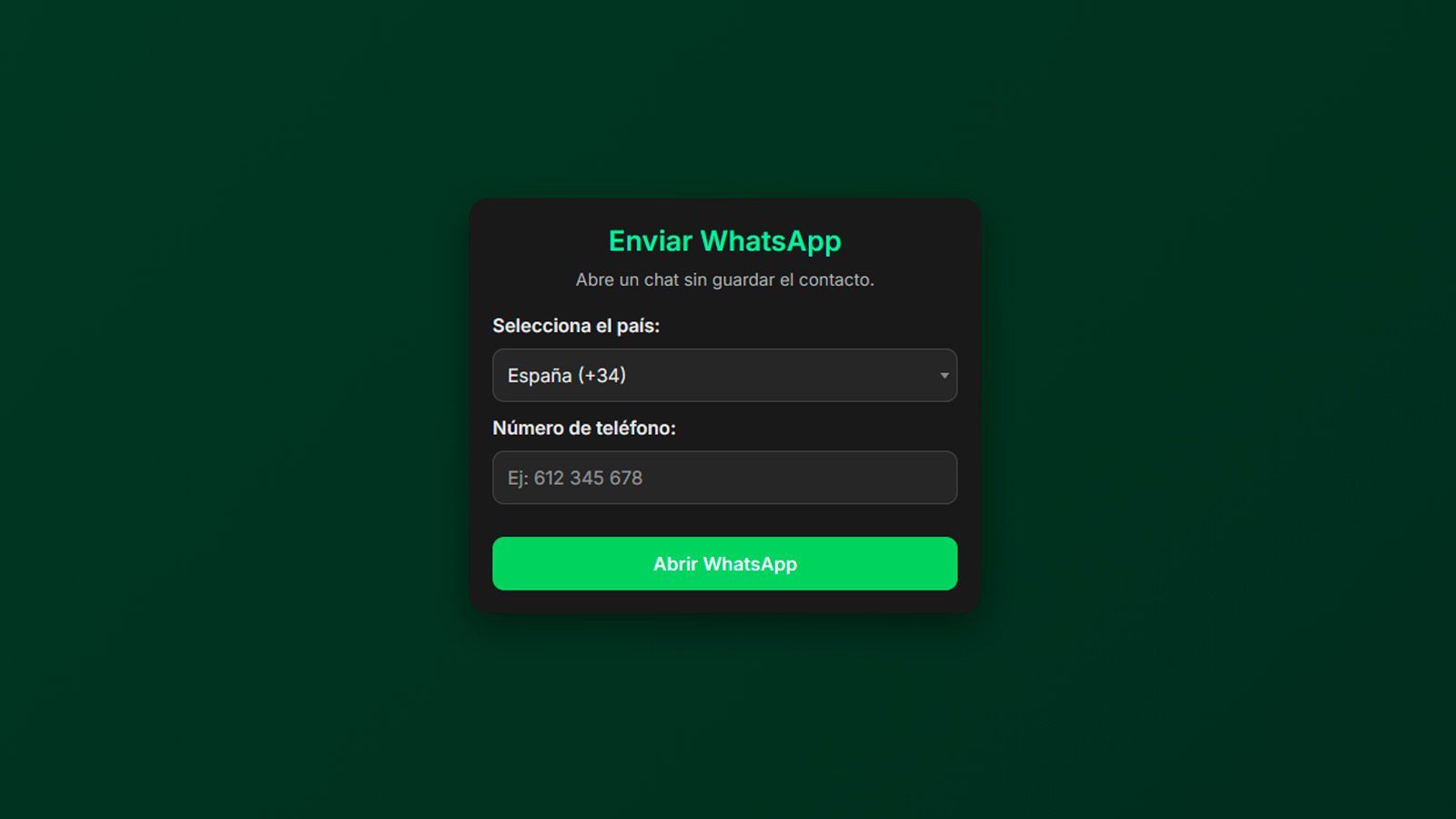 Enviar un whatsapp sin guardar el contacto